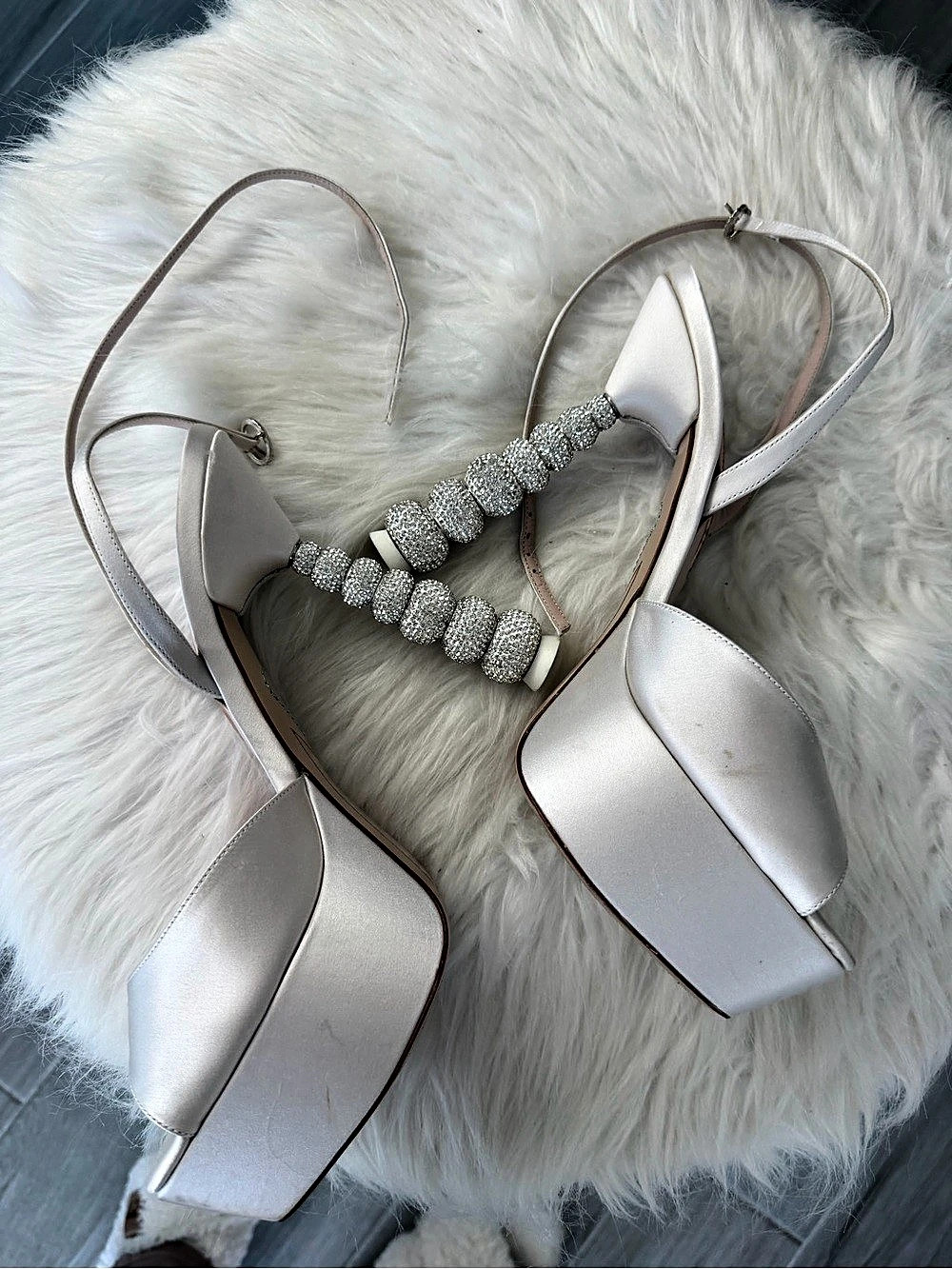 Sophia Webster Jeweled Platform Heels in White - Picture 7 of 8